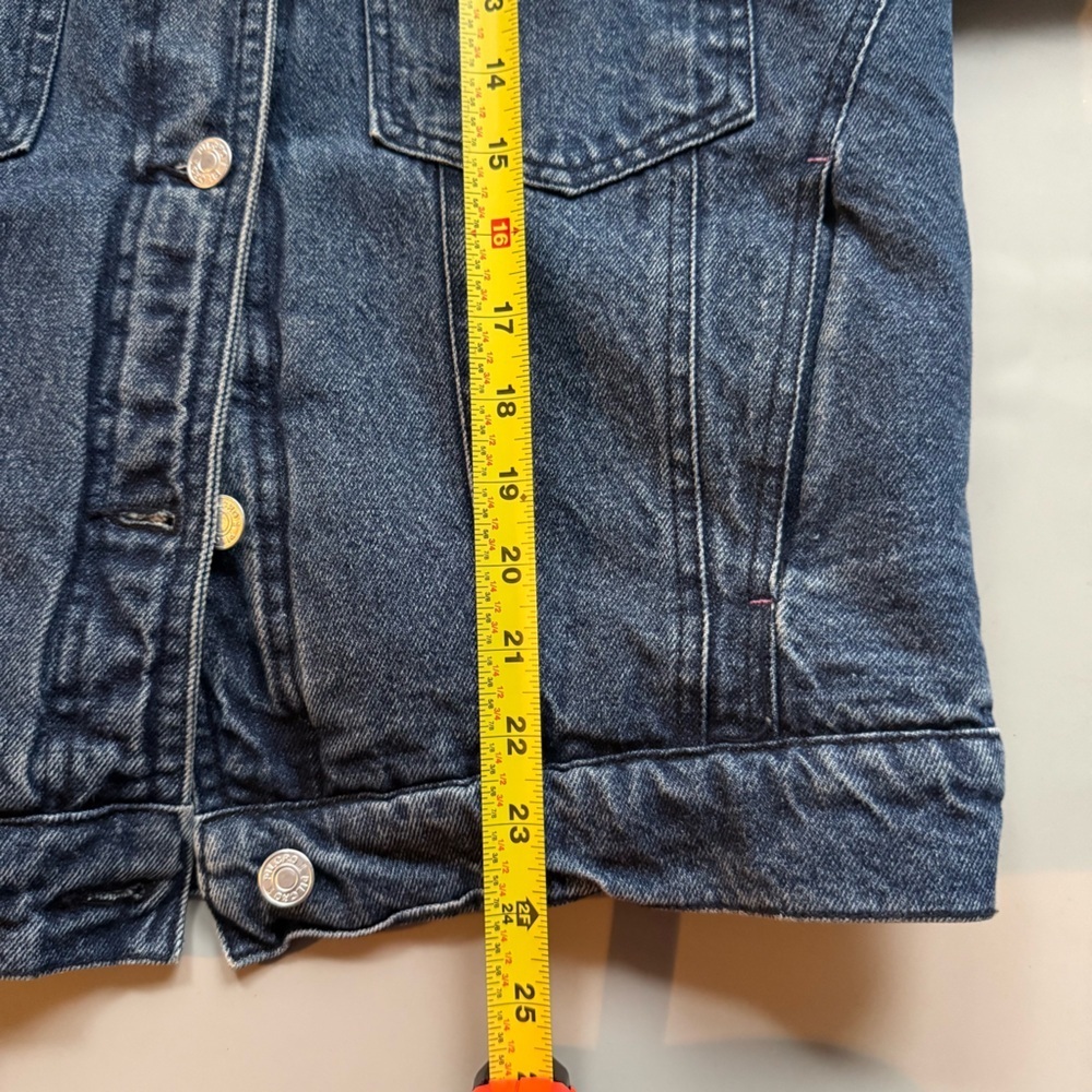Pilcro Anthropologie Sherpa Lined Denim Trucker Jacket Blue Womens Small - Picture 8 of 8